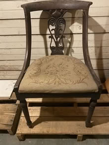 Photo of free Antique needpoint solid wood chair (Nr Fresh Pond & Mt Auburn Cem.) #1