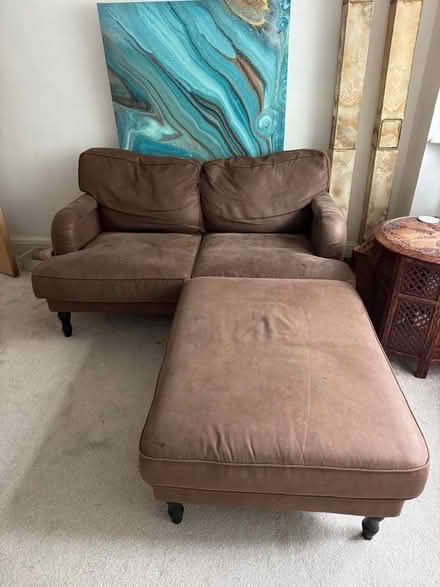 Photo of free Brown sofa & footstool (London W4) #1
