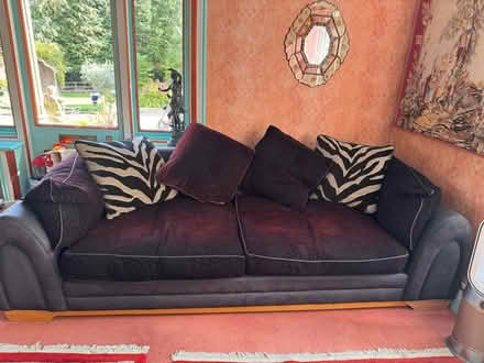 Photo of free 3 four seater settees & footstool (SM7 3AT) #1