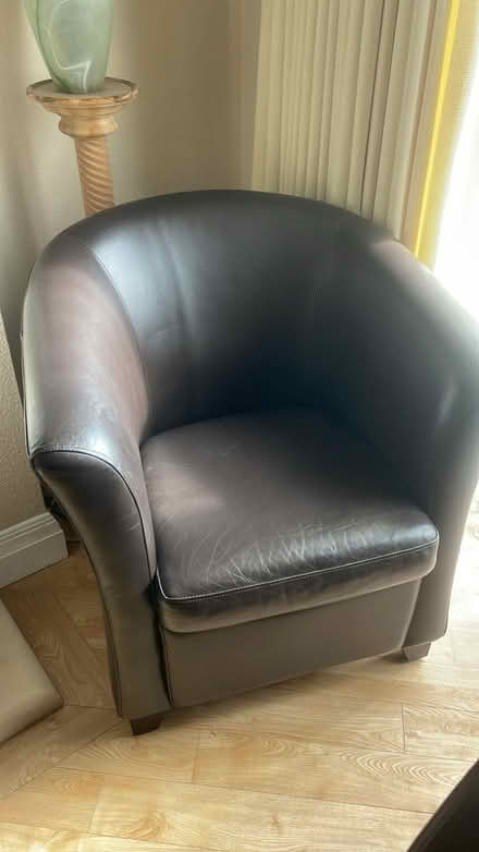 Photo of free Brown Leather Sofa & Chair (Orpington, Kent) #2