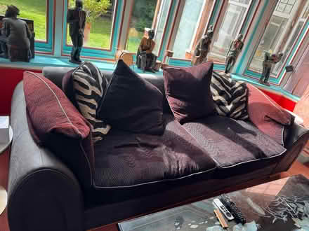 Photo of free 3 four seater settees & footstool (SM7 3AT) #3