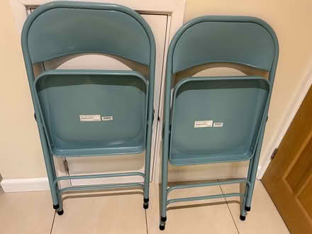Photo of free Two folding blue metal chairs (Harpenden AL5) #3