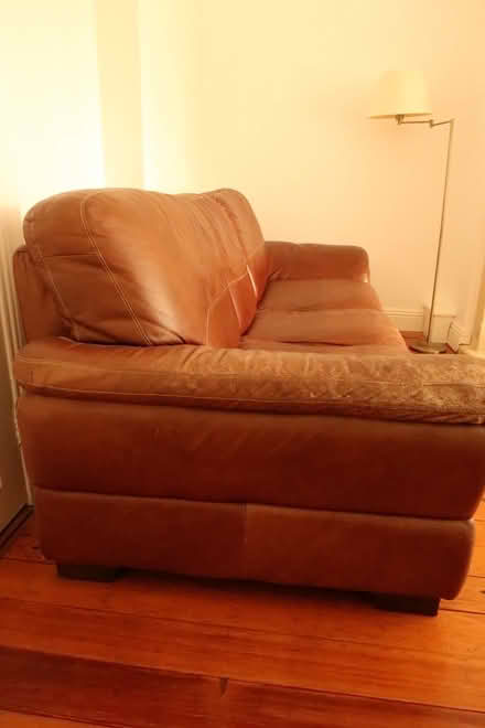 Photo of free Brown Leather Couch (Ballsbridge) #3