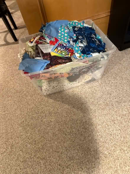 Photo of free Tub of fabric scraps and swatches (Wattles and Squirrel) #4