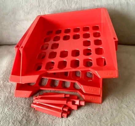 Photo of free Set of 3 Red Plastic Desk Trays (Woodchurch CH49) #1