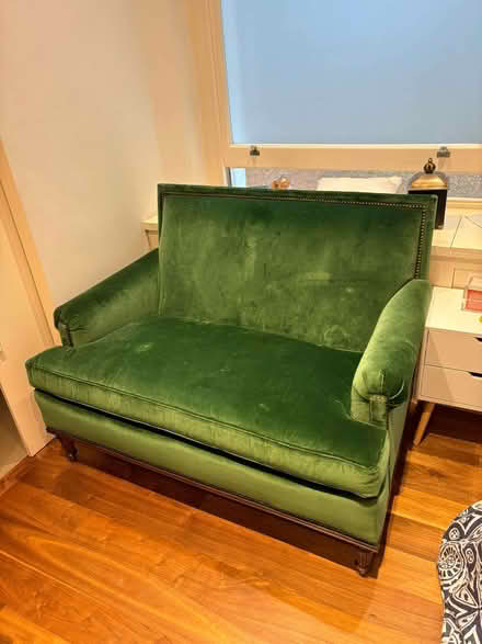 Photo of free Custom Green Velvet Settee (High St Ken W8) #1