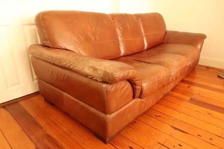 Photo of free Brown Leather Couch (Ballsbridge) #1