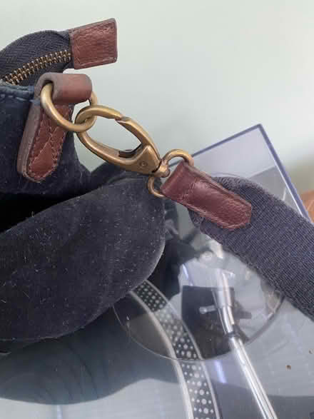 Photo of free Fat face blue suede handbag (Stockland Green B23) #2