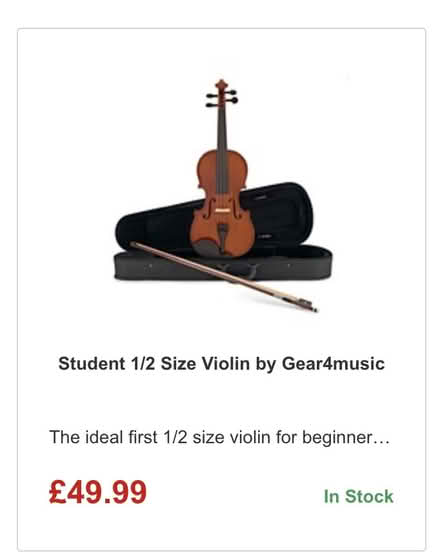 Photo of free Student 1/2 Size Violin with sheet music stand (Balsall Common CV7) #1