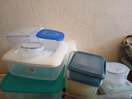 Photo of free Plastic containers,oval table and 4 chairs,plant pots includ (Colwyn Bay LL29) #3