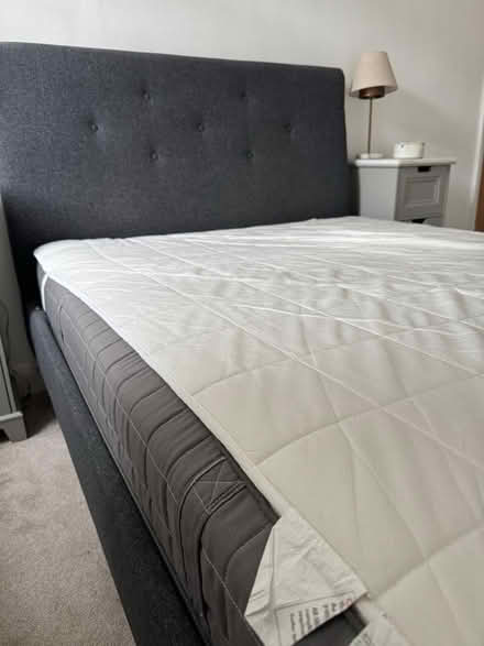 Photo of free double bed Grey padded headboard (London W4) #2