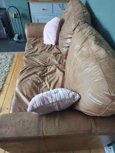 Photo of free 2 brown leather sofas (Combe Down) #2