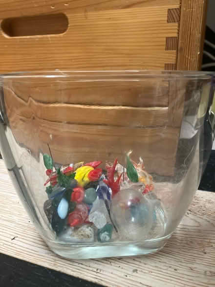 Photo of free Glass fish bowl with glass fish (Finchley Central N3) #2