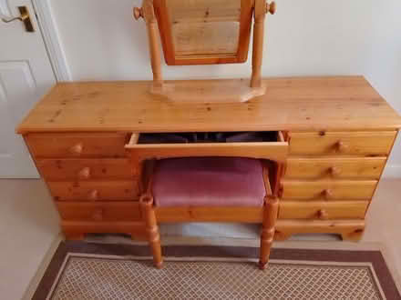 Photo of free PineDressingTableMirrorStool (Potton SG19) #2