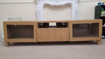 Photo of free Wooden TV Stand with Glass Doors (Charminster BH1) #1