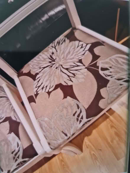 Photo of free 2 white wooden chairs with padded seats (Reddish SK5) #2
