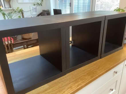 Photo of free 3 x Ikea Black Kallax Shelving Units 42cm x41cm (Moorfields) #1