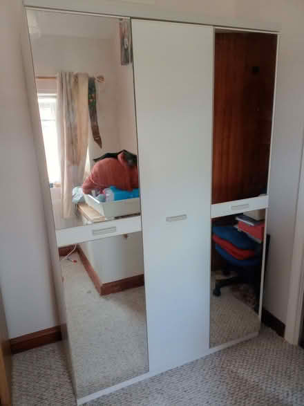 Photo of free 3-Door white wardrobe, 2 full-length mirrors (Woodingdean BN2) #1
