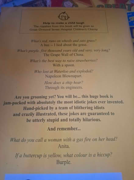 Photo of free Biggest book of stupid jokes (Woodhey CH42) #2