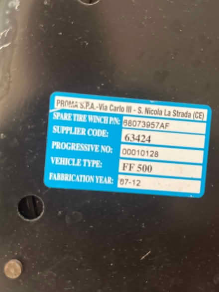Photo of free Fiat 500 spare tire lift kit (Cleveland Park) #1