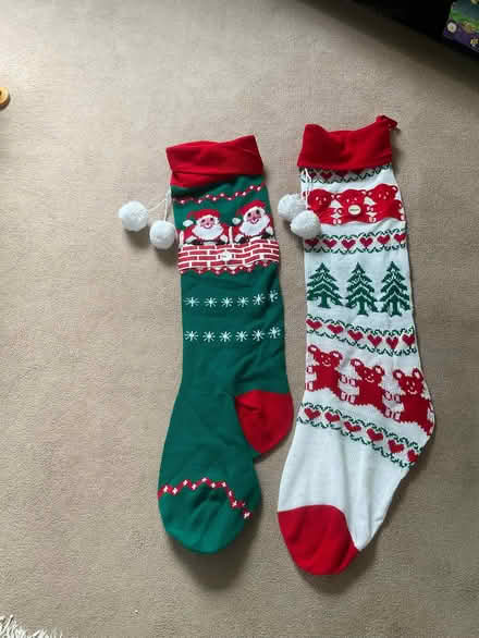 Photo of free Two large knitted Christmas stockings (Whitegrove RG12) #1