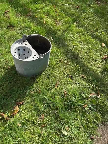 Photo of free Metal floor bucket, wooden stool (West London W7) #2