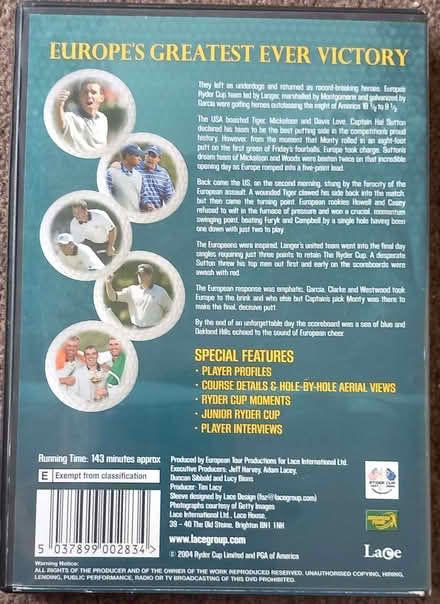 Photo of free The 35th Ryder Cup Golf DVD (DA8) #2