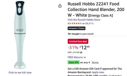 Photo of free Base for Russell Hobbs stick blender (Peachcroft OX14) #1