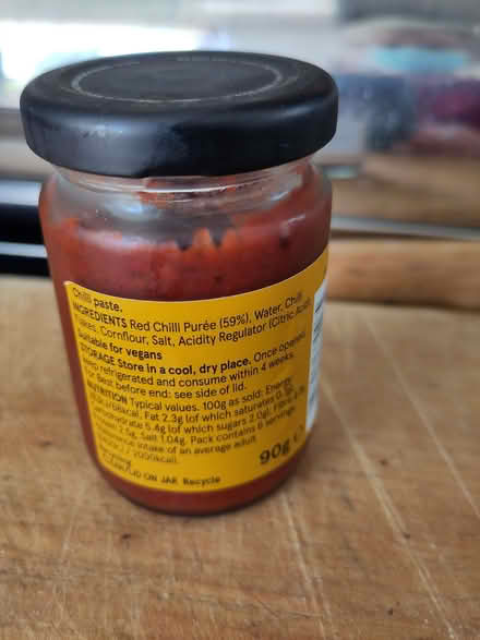 Photo of free Small (opened) jar of Tesco chilli paste (Henleaze Ward BS9) #1
