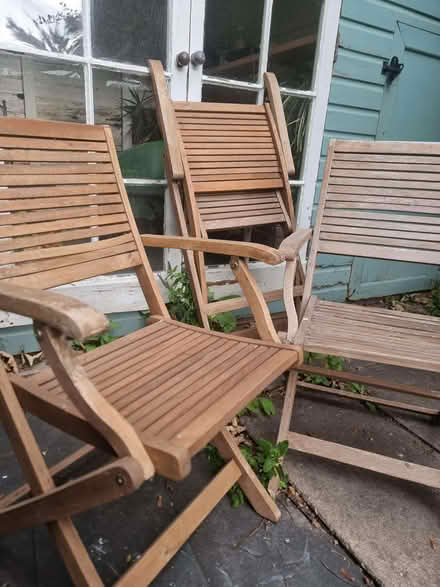 Photo of free 3 wooden folding garden chairs (Cliffe BN7) #2