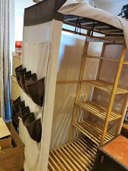 Photo of free Large canvas and wood wardrobe with shelves (Leominster HR6) #2