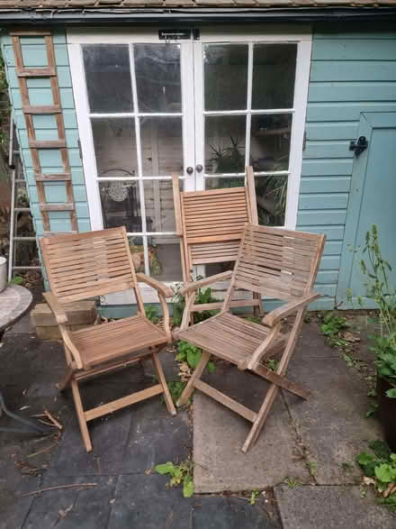 Photo of free 3 wooden folding garden chairs (Cliffe BN7) #1