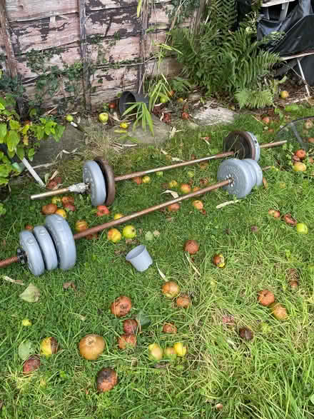 Photo of free 2 Weights and bar (Cheadle Heath SK8) #1