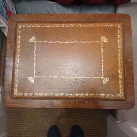 Photo of free Wooden side table w leather-effect top (Oxford OX2) #2