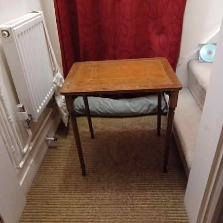 Photo of free Wooden side table w leather-effect top (Oxford OX2) #1