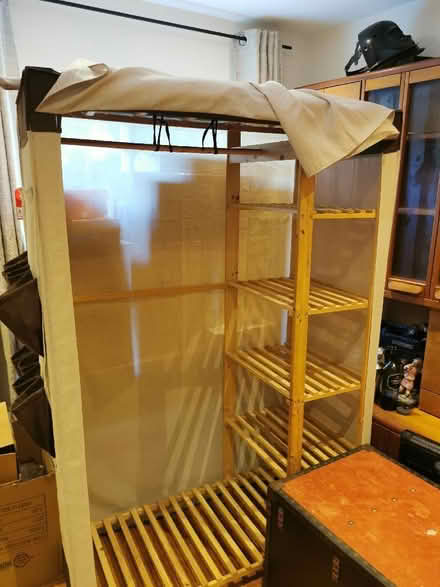 Photo of free Large canvas and wood wardrobe with shelves (Leominster HR6) #1