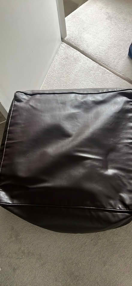 Photo of free Brown leather beanbag pouffe (St Margarets TW1) #2