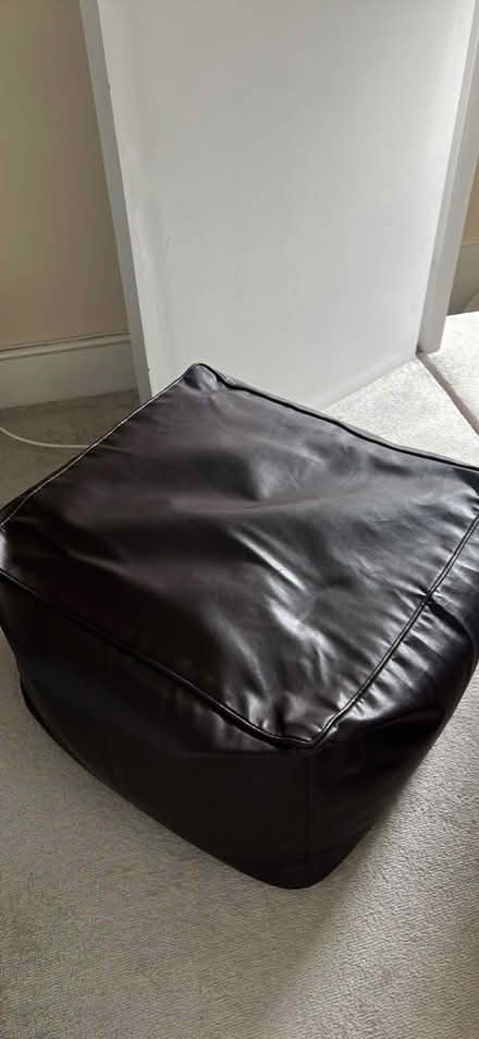 Photo of free Brown leather beanbag pouffe (St Margarets TW1) #1
