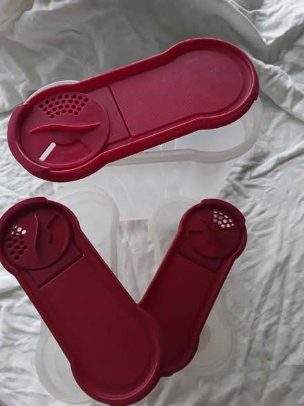 Photo of free Set of 3 plastic storage containers cerise pink lids (CT15) #1