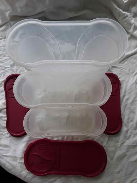 Photo of free Set of 3 plastic storage containers cerise pink lids (CT15) #2