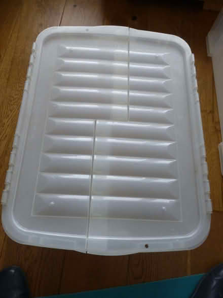 Photo of free 1 used plastic stackable storage box with hinged lid (Chiswell Green AL2) #3