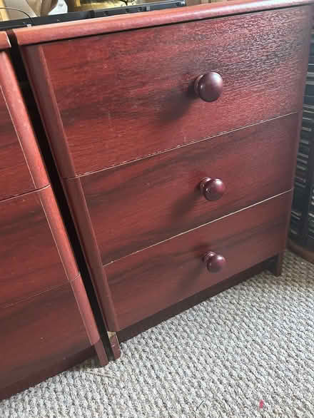 Photo of free Two dark wood (bedside) cabinets (Colinton Mains EH13) #1