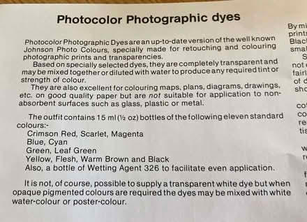Photo of free Boxed set (as new) Photocolor Photographic Dyes (Calthwaite CA11) #3