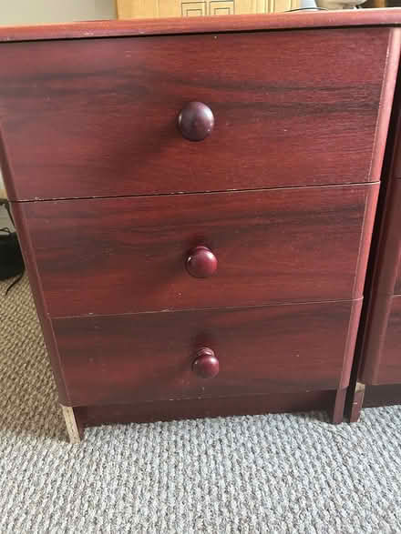 Photo of free Two dark wood (bedside) cabinets (Colinton Mains EH13) #2