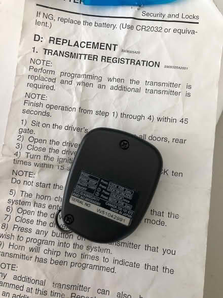 Photo of free Subaru Transmitter Keyless (Sacramento - Edison Ave/Fulton) #2