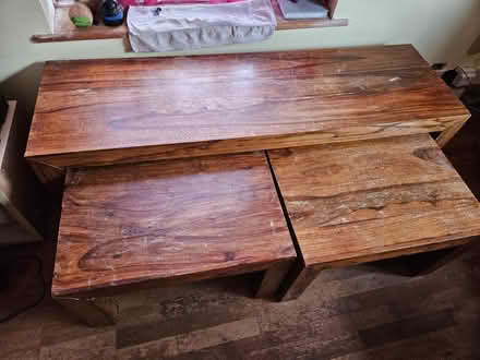Photo of free Large Rustic Wooden Nest of Tables (Frodsham WA6) #2