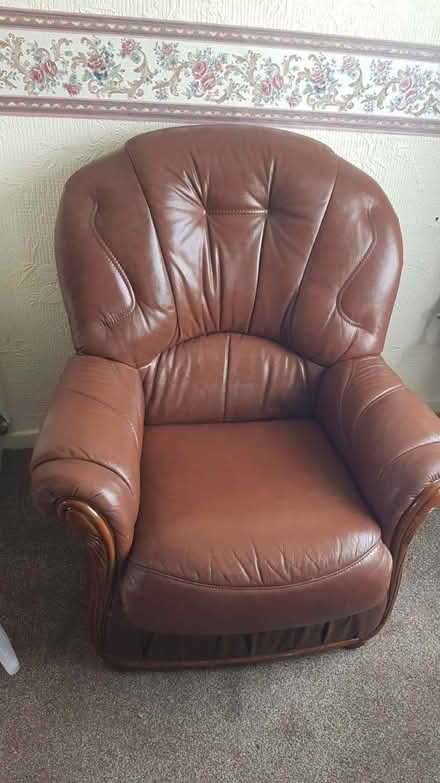 Photo of free Brown Leather Sofa and Chair (Bridgend CF31) #3