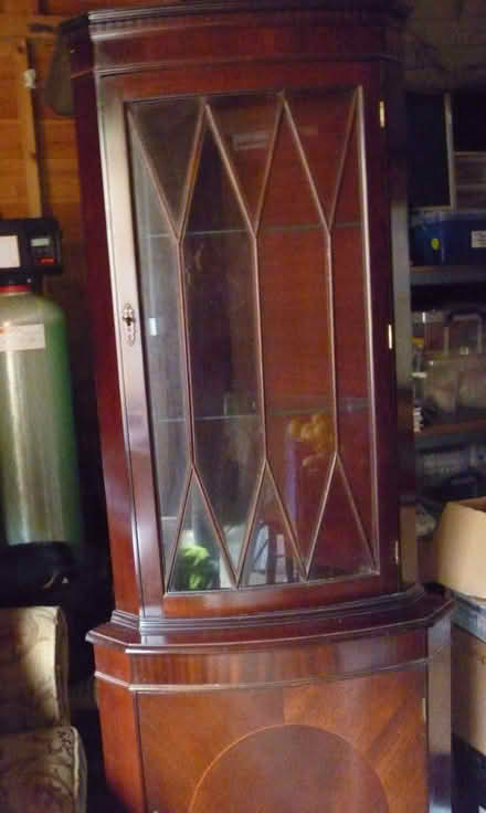 Photo of free Corner cabinet, brown with glass front (Westfield NR19) #2