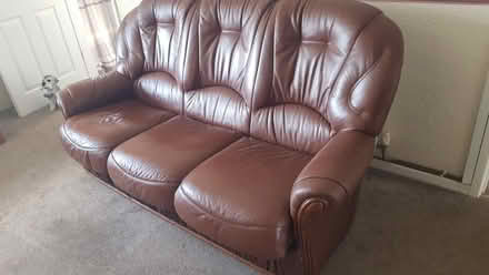 Photo of free Brown Leather Sofa and Chair (Bridgend CF31) #2