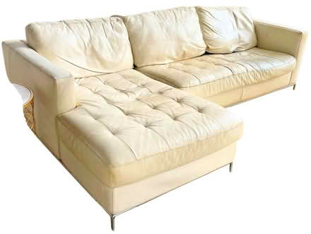 Photo of free Natuzzi Cream Leather L-shaped Sofa (Stone Street TN15) #1